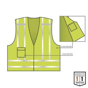 Ergodyne Glowear High-Visibility Vest 8244PSV 21364 - Size Medium/Large - High-Visibility Lime