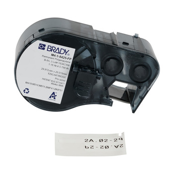 Brady M4-1-8425-FP Die-Cut Printer Cartridge - 1.18 in x 0.79 in - Polypropylene - Black on White - B-8425 - 64105
