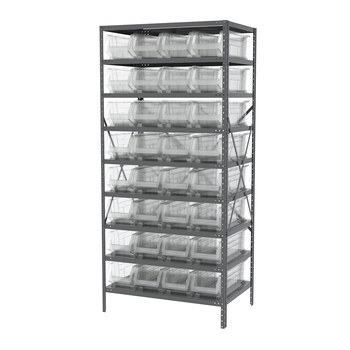 Picture of Akro-Mils AS2479284SC Akrobin 6500 lb Adjustable Clear Gray Powder Coated Steel 22 ga Open Fixed Shelving System (Main product image)