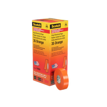 3M Scotch 35 Orange PVC Insulating Tape - 3/4 in x 66 ft - 0.75 in Wide - 7 mil Thick - 10869
