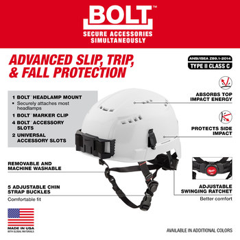 Milwaukee BOLT IMPACT ARMOR Safety Helmet 48-73-1350 - White - 80271
