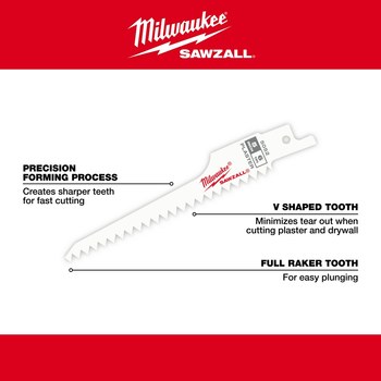 Milwaukee SAWZALL Reciprocating Saw Blade 48-00-5052 - 6 TPI - 0.75 in Width x 0.05 in Thick - High Speed Steel