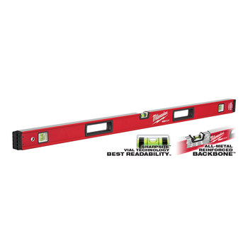Milwaukee REDSTICK Red Aluminum Box Level - 36 in Length - 1.19 in Wide - 2.53 in Thick - MLBX48