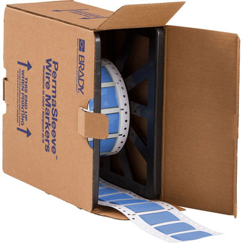 Picture of Brady Permasleeve Blue Heat-Shrinkable Polyolefin Thermal Transfer 2HX-750-2-BL-4 Die-Cut Thermal Transfer Printer Sleeve (Main product image)
