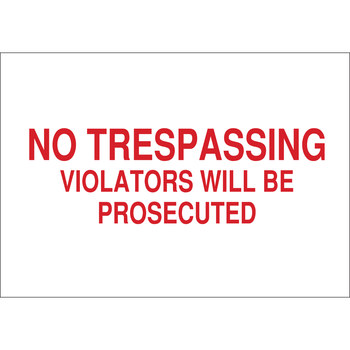 Picture of Brady B-401 High Impact Polystyrene Rectangle White English No Trespassing Sign part number 22232 (Main product image)