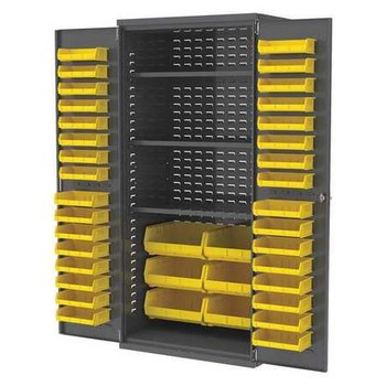 Picture of Akro-Mils AC3624YD3AS Gray Yellow Powder Coated Steel 16 ga Non-Stackable Bin Cabinet (Main product image)