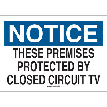 Picture of Brady B-401 High Impact Polystyrene Rectangle White English Surveillance Sign part number 22173 (Main product image)