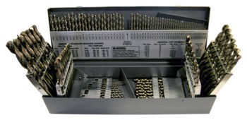 Picture of Cle-Line 1802 1/16 in-1/2 in, A-Z, #1-#60 135° Right Hand Cut M42 High-Speed Steel - 8% Cobalt Heavy-Duty Jobber Length Drill Set C21129 (Main product image)