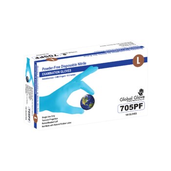 Global Glove 705PF Blue XL Powder Free Disposable Gloves - Industrial Grade - 9 in Length - Rough Finish - 5 mil Thick - 705PF/XL