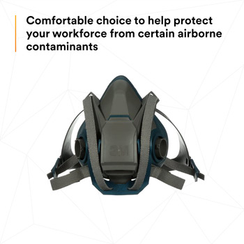 3M 6500 Series Rugged Comfort Quick Latch 6502QL Gray/Teal Medium Nylon/Silicone Half Mask Facepiece Respirator - 051131-49490