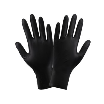 Global Glove Panther-Guard Black XL Powder Free Disposable Gloves - Industrial Grade - 9.5 in Length - Smooth Finish - 5 mil Thick - 405BPF-XL