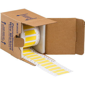 Picture of Brady Permasleeve Yellow Polyolefin Thermal Transfer 2HT-250-2-YL-S-2 Die-Cut Thermal Transfer Printer Sleeve (Main product image)