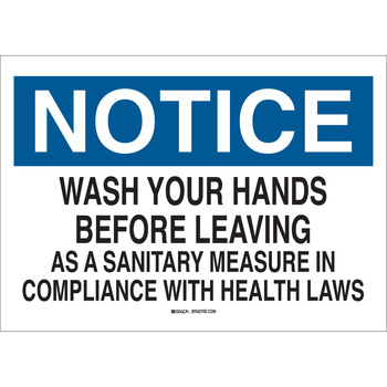 Picture of Brady B-555 Aluminum Rectangle White English Personal Hygiene Sign part number 42729 (Main product image)