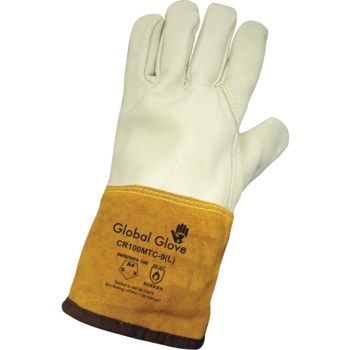 Global Glove CR100MTC White Medium Grain Cowhide Welding Glove - CR100MTC/MD