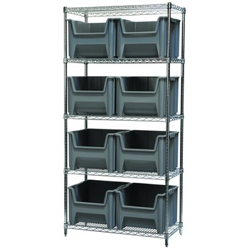 Picture of Akro-Mils AWS183613018 Stak-N-Store 2000 lb Adjustable Gray Chrome Steel Open Fixed Shelving System (Main product image)