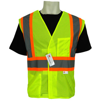Picture of Global Glove Frogwear GLO-002BA Fluorescent Yellow/Orange/Silver Large/XL Polyester Mesh High-Visibility Vest (Main product image)