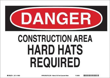 Picture of Brady B-558 Recycled Film Rectangle White English Construction Site Sign part number 118223 (Main product image)