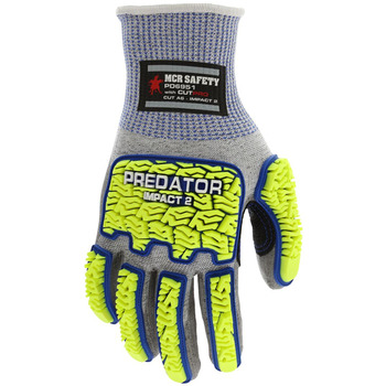 MCR Safety Hypermax Predator Mechanics Knits Hi-Vis Yellow/Gray 2XL Mechanics Work Gloves - A6 Cut Resistance - Polyurethane Palm Coating - PD6951XXL