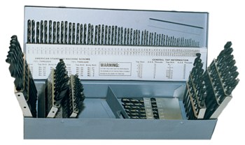 Picture of Cle-Line 1801 1/16 in-1/2 in, A-Z, #1-#60 135° Right Hand Cut High-Speed Steel Heavy-Duty Jobber Length Drill Set C21128 (Main product image)