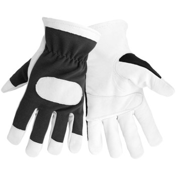 Picture of Global Glove Hotrod HR4008 Gray/White Small Goatskin Leather/Spandex Mechanic's Gloves (Main product image)