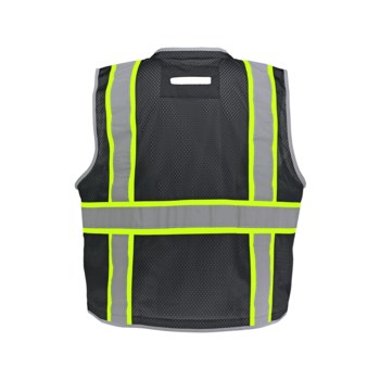 Global Glove FrogWear HV High-Visibility Surveyor's Vest GLO-067K-LG - Size Large - Black & High-Visibility Yellow/Green - GLO-067K LG