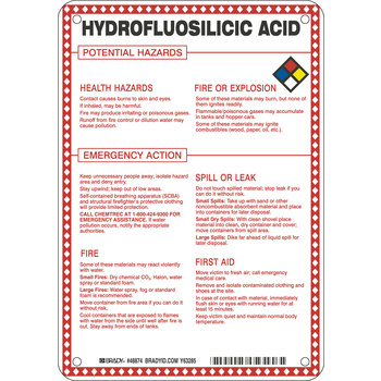 Picture of Brady B-120 Fiberglass Reinforced Polyester Rectangle White English Chemical Warning Sign part number 48874 (Main product image)