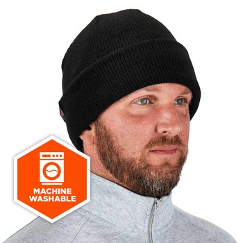 Ergodyne N-Ferno 6811Z Black Universal Acrylic Cold Weather Hat - 720476-16801