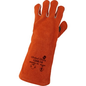 Global Glove Russet Universal Split Cowhide Welding Gloves - Wing Thumb - 16 in Length - 1200-16