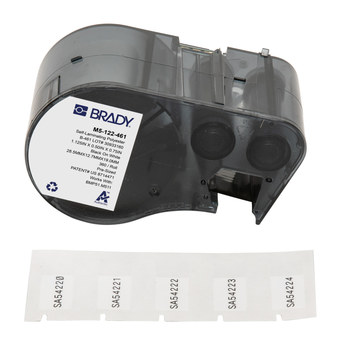 Picture of Brady Black on White, Clear Polyester Thermal Transfer M5-122-461 Self-Laminating Cryogenic Labels (Main product image)