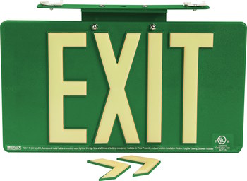 Picture of Brady Bradyglo B-401 Plastic Rectangle Green English Exit Sign part number 145482 (Main product image)