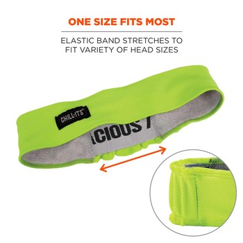 Ergodyne Chill-Its 6605 High-Visibility Lime Hi Cool/Terry Cloth Stand Alone Sweatband - 720476-12431