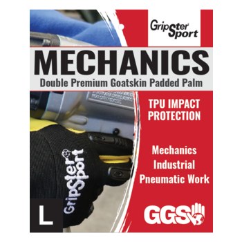 Global Glove Gripster SG2008 Black/Yellow Large Goatskin Leather/Rubber/Spandex Mechanic's Gloves - SG2008/LG