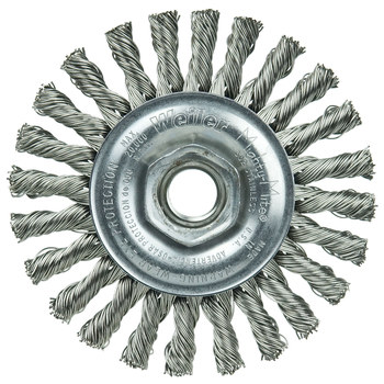 Weiler 13276 Wheel Brush - 4 in Dia - Knotted - Cable Twist Stainless Steel Bristle