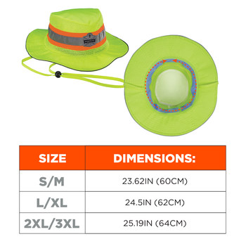 Ergodyne Chill-Its 8935CT High-Visibility Lime Large/XL PVA Ranger Hat - 720476-12591