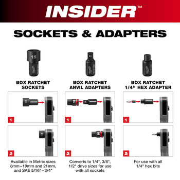 Milwaukee INSIDER 49-16-1640 6 point Box Ratchet Socket Set - High Carbon Steel - 77172