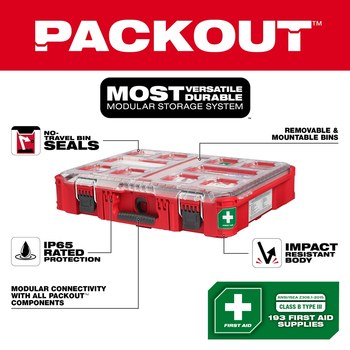 Milwaukee PACKOUT First Aid Kit - 19.7 in Width - 15.2 in Length - 4.6 in Height - Plastic Case Construction - 045242-79797