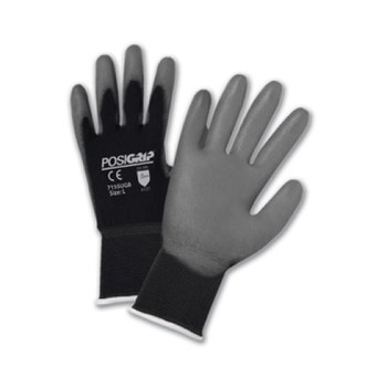 Picture of West Chester PosiGrip 715SUGB Black/Gray Small Nylon Full Fingered Work Gloves (Main product image)