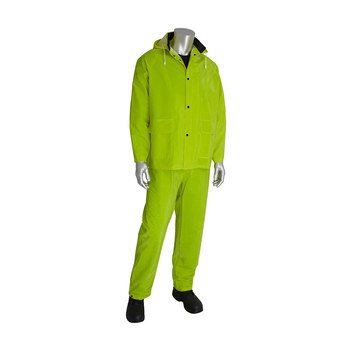 Picture of PIP 201-355 High-Visibility Lime Yellow 4XL Polyester/PVC Rain Suit (Main product image)