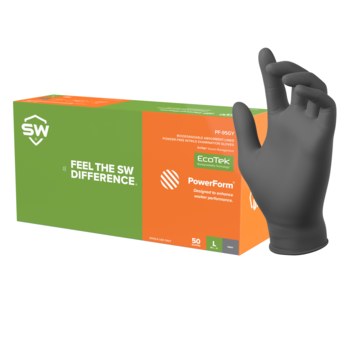 SW Sustainability Solutions PowerForm PF-95GY Gray S Powder Free Disposable Gloves - Medical Exam Grade - 9.5 in Length - Textured Fingers Finish - 5.9 mil Thick - N260502