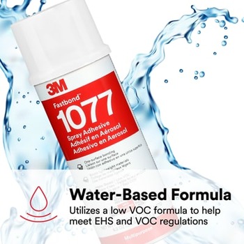 3M Fastbond 1077 7100373887 Multipurpose Adhesive Spray Neutral Liquid Aerosol Can Water-based - 76114 - 8.2 oz Net Weight