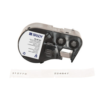 Picture of Brady Black on White, Clear Polyester Thermal Transfer M4-86-461 Self-Laminating Cryogenic Labels (Main product image)