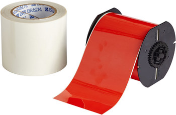 Picture of Brady ToughStripe Gloss Red Indoor Polyester Thermal Transfer B30C-4000-483RD-KT Printable Floor Marking Tape with Overlaminate (Main product image)
