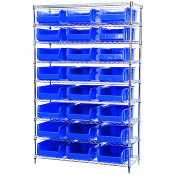 Picture of Akro-Mils AWS184830280 Akrobin 2000 lb Adjustable Blue Chrome Steel Open Fixed Shelving System (Main product image)