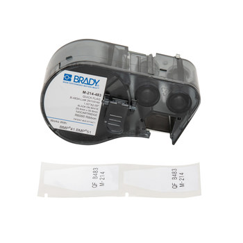 Brady QuickFlag M-214-483 Die-Cut Printer Cartridge - 1 in x 2 in - Polyester - Black/White - B-483A - 55904