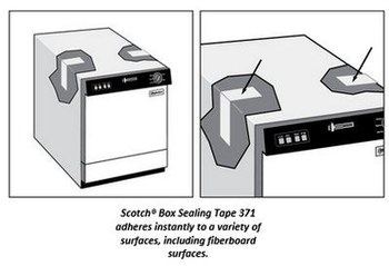 3M Scotch 371 Clear Box Sealing Tape - 72 mm Width x 50 m Length - 1.8 mil Thick - 19279