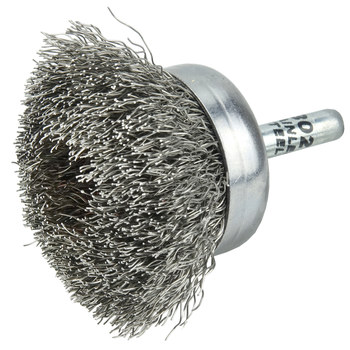 Weiler Stainless Steel Cup Brush - Unthreaded Stem Attachment - 1-3/4 in Diameter - 0.012 in Bristle Diameter - 14304