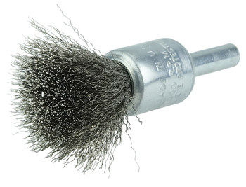 Weiler Stainless Steel Cup Brush - Shank Attachment - 1/2 in Diameter - 0.006 in Bristle Diameter - Cup Material: Coated - 11010