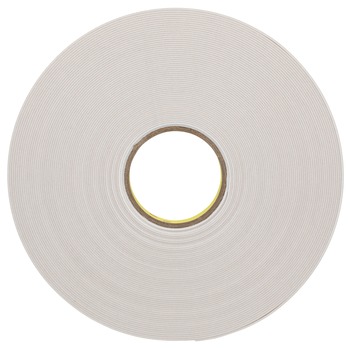 3M 7010373748 White Double Coated Foam Tape - 1 1/2 in Width x 36 yd Length - 1/16 in Thick - 23523