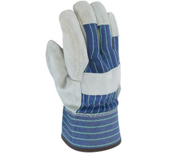 Picture of PIP 82-7763 Blue/Gray/Green Large Split Cowhide Leather Work Gloves (Main product image)