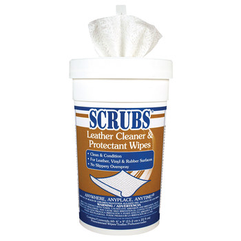 Scrubs Leather Cleaner, 60 Wipes Tub, 92560